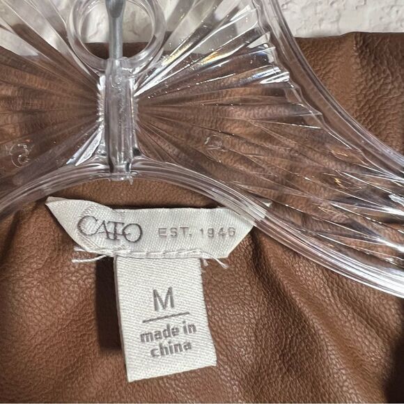 Cato EST 1946 Brown‎ Zip Up Leather Moto Jacket Womens Size Medium - Picture 2 of 6